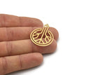 Brass Round Charm, 4 Raw Brass Round Shaped Charms With 1 Loop, Earring Findings, Geometric Charms (35x26x0.60mm) SMP1107
