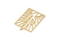 Brass Rectangle Charm, 4 Raw Brass Cactus Charms With 1 Loop, Rising Sun Charms, Findings (32x22x0.60mm) SMP1108