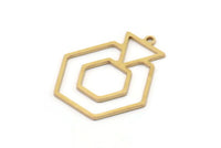 Brass Hexagon Charm, 6 Raw Brass Hexagon Shaped Charms With 1 Loop, Earring Findings, Geometric Charms (26x22x0.80mm) SMP1112