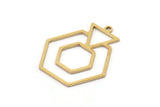 Brass Hexagon Charm, 6 Raw Brass Hexagon Shaped Charms With 1 Loop, Earring Findings, Geometric Charms (26x22x0.80mm) SMP1112