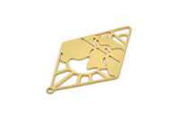 Brass Diamond Charm, 4 Raw Brass Mountain Charms With 1 Loop, Sun Rising Charms, Findings (41x25x0.60mm) SMP1113