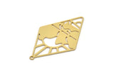 Brass Diamond Charm, 4 Raw Brass Mountain Charms With 1 Loop, Sun Rising Charms, Findings (41x25x0.60mm) SMP1113