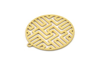 Brass Round Charm, 4 Raw Brass Round Shaped Charms With 1 Loop, Earring Findings, Geometric Charms (26x24x0.60mm) SMP1114