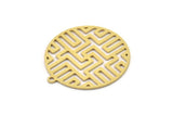Brass Round Charm, 4 Raw Brass Round Shaped Charms With 1 Loop, Earring Findings, Geometric Charms (26x24x0.60mm) SMP1114