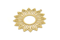 Brass Flower Charm, 2 Raw Brass Flower Charms With 1 Loop, Charm Pendants, Findings (36x35x0.60mm) SMP1115