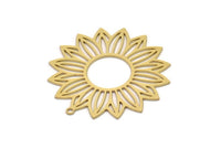 Brass Flower Charm, 2 Raw Brass Flower Charms With 1 Loop, Charm Pendants, Findings (36x35x0.60mm) SMP1115