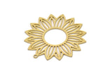 Brass Flower Charm, 2 Raw Brass Flower Charms With 1 Loop, Charm Pendants, Findings (36x35x0.60mm) SMP1115