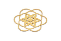 Brass Flower Charm, 4 Raw Brass Flower Shaped Charms, Charm Pendants, Earring Findings (33x30x0.60mm) SMP1116