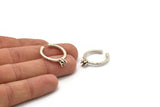 Adjustable Ring Settings, 2 Antique Silver Plated Brass 6 Claw Ring Blanks - Pad Size 4mm N0315