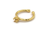 Adjustable Ring Settings, Gold Plated Brass 6 Claw Ring Blanks - Pad Size 4mm N0315