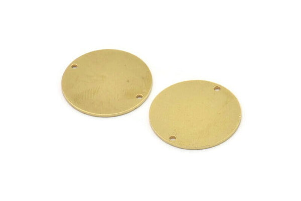 Brass Round Connector, 8 Raw Brass Round Connectors, Stamping Tags With 2 Holes (20x0.80mm) A2654