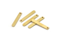 Brass Rectangle Bar, 24 Raw Brass Rectangle Charms With 1 Hole (23x3x1mm) A2716
