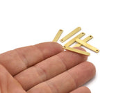 Brass Rectangle Bar, 24 Raw Brass Rectangle Charms With 1 Hole (23x3x1mm) A2716