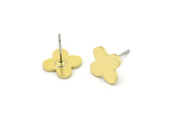 Pirinç Plus Küpe, 8 Ham Pirinç Plus Şekilli Çivi Küpe (9x1mm) A2828