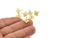 Pirinç Plus Küpe, 8 Ham Pirinç Plus Şekilli Çivi Küpe (9x1mm) A2828