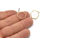 Pirinç Altıgen Küpe, 12 Ham Pirinç Altıgen Küpe (14x0,6x0,8 mm) Bs 1236 A3863