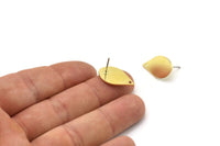 Brass Drop Earring, 6 Raw Brass Drop Stud Earrings With 1 Hole (20x12x1mm) A6467 A2652