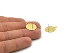 Brass Round Earring, 10 Raw Brass Round Stud Earrings With 1 Loop (16mm) A0221