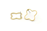 Brass Geometric Earring, 12 Raw Brass Plus Shaped Stud Earrings (20x0.8x0.8mm) BS 2187 A2729