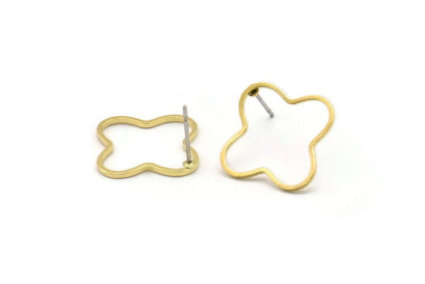 Brass Geometric Earring, 12 Raw Brass Plus Shaped Stud Earrings (20x0.8x0.8mm) BS 2187 A2729
