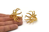 Gold Claw Ring, Gold Plated Brass Claw Ring With 1 Stone Settings - Ring Size : 18mm N1686 H0977