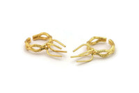 Claw Ring Blank, Gold Plated Brass Claw Ring Setting With 4 Claws For Natural Stones N0134