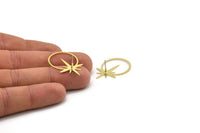Brass North Star Earring, 8 Raw Brass Pole Star Shaped Stud Earrings (31x21x0.60mm) A2666