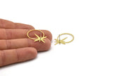 Brass North Star Earring, 8 Raw Brass Pole Star Shaped Stud Earrings (31x21x0.60mm) A2666