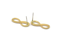 Brass Infinity Earring, 8 Raw Brass Infinity Stud Earrings (23x8x1mm) D1141 A3784