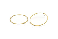 Brass Circle Earring, 6 Raw Brass Circle Stud Earrings (40x1x1mm) A6093 A3221