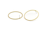 Brass Circle Earring, 6 Raw Brass Circle Stud Earrings (40x1x1mm) A6093 A3221