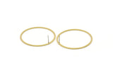 Brass Circle Earring, 6 Raw Brass Circle Stud Earrings (43x1.4x1mm) A6097 A2892
