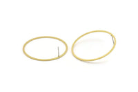 Brass Circle Earring, 6 Raw Brass Circle Stud Earrings (43x1.4x1mm) A6097 A2892