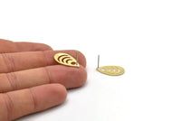 Brass Drop Earring, 6 Raw Brass Drop Stud Earrings (20x11x0.80mm) M03402 A3867