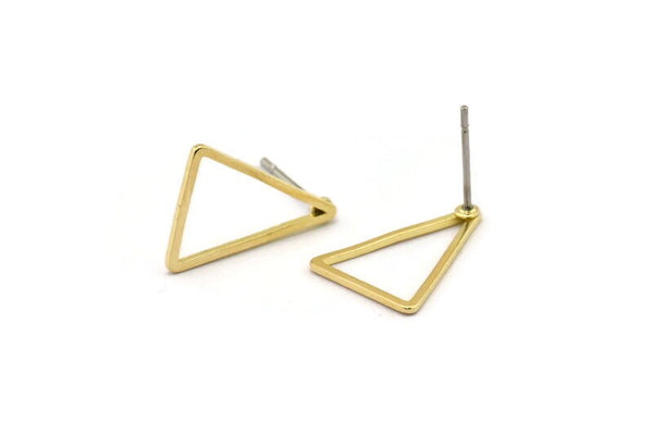 Brass Triangle Earring, 10 Raw Brass Triangle Stud Earrings (16x12x1.2x1mm) BS 1856 A3550