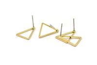 Brass Triangle Earring, 10 Raw Brass Triangle Stud Earrings (16x12x1.2x1mm) BS 1856 A3550