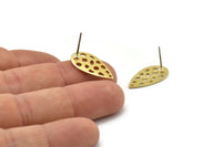 Brass Drop Earring, 6 Raw Brass Drop Stud Earrings With 1 Hole (20x11x0.80mm) M03405 A3857