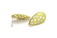 Brass Drop Earring, 6 Raw Brass Drop Stud Earrings (20x11x0.80mm) M03404 A2933