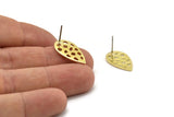 Brass Drop Earring, 6 Raw Brass Drop Stud Earrings (20x11x0.80mm) M03404 A2933