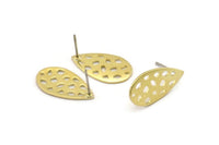 Brass Drop Earring, 6 Raw Brass Drop Stud Earrings With 1 Hole (20x11x0.80mm) M03407 A3206