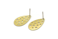 Brass Drop Earring, 6 Raw Brass Drop Stud Earrings (20x11x0.80mm) M03404 A3803