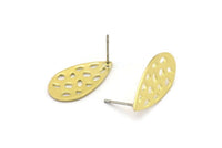 Brass Drop Earring, 6 Raw Brass Drop Stud Earrings (20x11x0.80mm) M03404 A3803