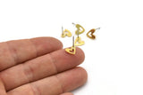 Brass Heart Earring, 12 Raw Brass Heart Stud Earrings (8x1mm) M03409 A2858