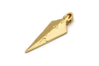 Stone Age Knife, Gold Plated Brass Stone Age Knife Charm, Pendants, Findings (43x14mm) N0263