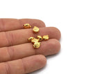 Gold Tiny Bead, 6 Gold Plated Brass Floral Spacer Beads, Findings (6x8mm) N0254