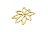 Brass Flower Charm, 10 Raw Brass Flower Shaped Charms With 1 Loop, Findings (20x17.5x0.60mm) SMP0970
