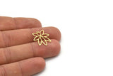 Brass Flower Charm, 10 Raw Brass Flower Shaped Charms With 1 Loop, Findings (20x17.5x0.60mm) SMP0970