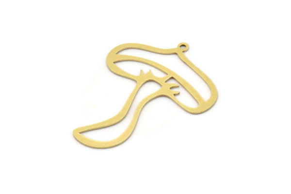 Brass Mushroom Charm, 4 Raw Brass Mushroom Charms With 1 Loop, Charm Pendants (38x29x0.60mm) SMP0971
