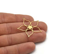 Brass Flower Charm, 4 Raw Brass Flower Shaped Charms With 1 Loop, Findings (36x36x0.80mm) SMP0972