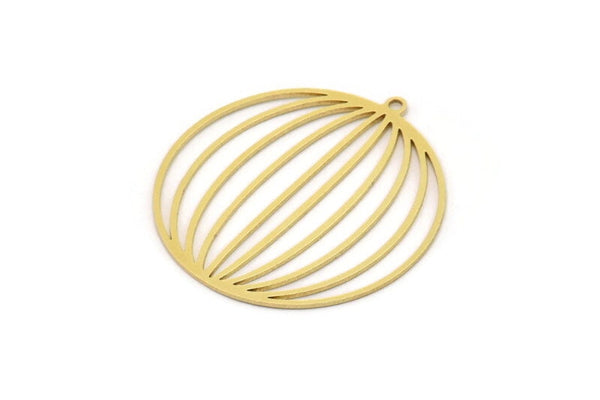 Brass Round Charm, 2 Raw Brass Round Shaped Charms With 1 Loop, Charm Pendants (34x31x0.60mm) SMP0974